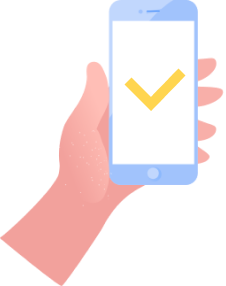 スマートフォンに黄色のチェックマークが出ているイラスト