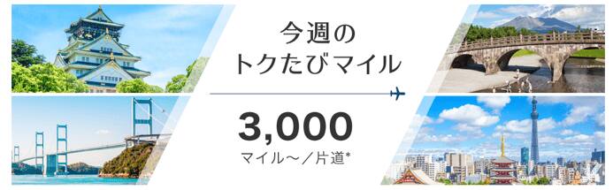 今週のトクたびマイル3,000マイル～/片道 *