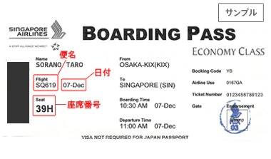 その他航空会社搭乗券サンプル