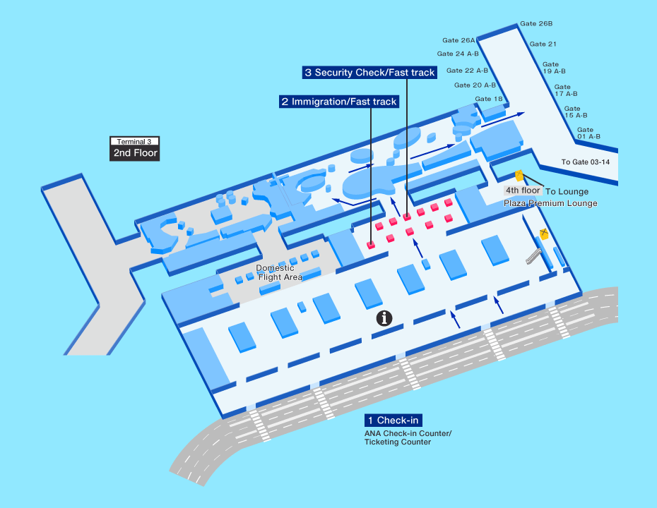 Departure map of Delhi airport