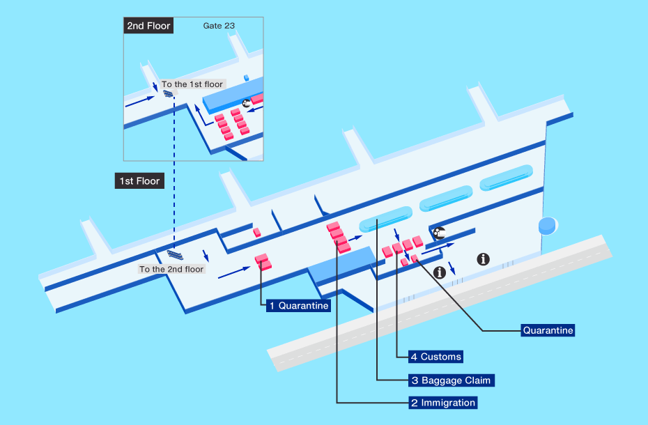 Arrival map of Dalian airport