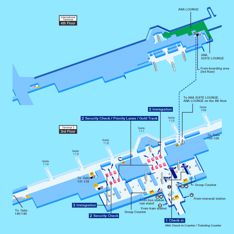 羽田空港の出発ターミナルマップ