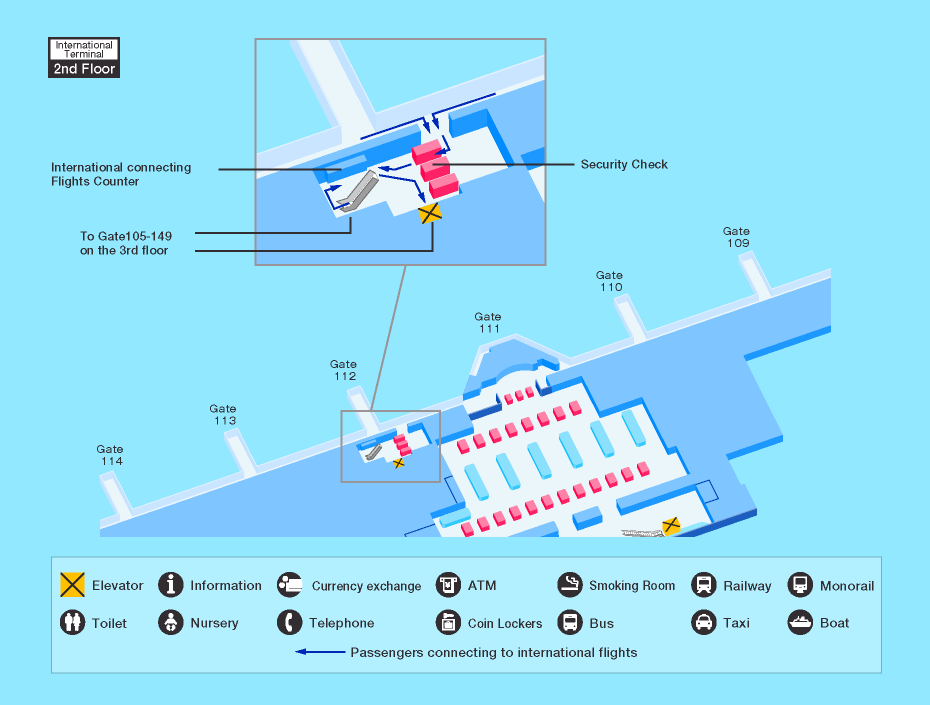 Transiting from International Flight to an International Flight map of Haneda airport