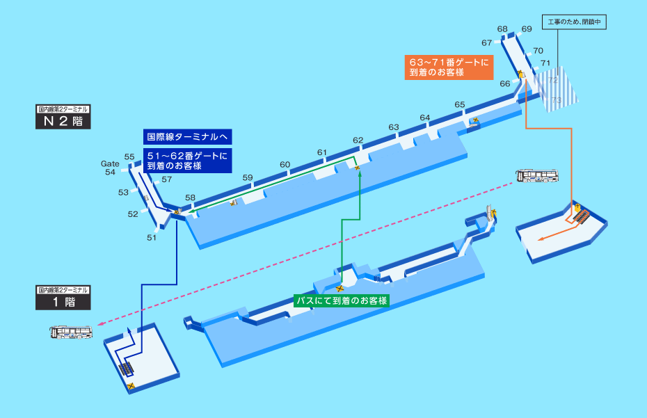 国内線から国際線へのお乗り継ぎ 羽田空港のマップ
