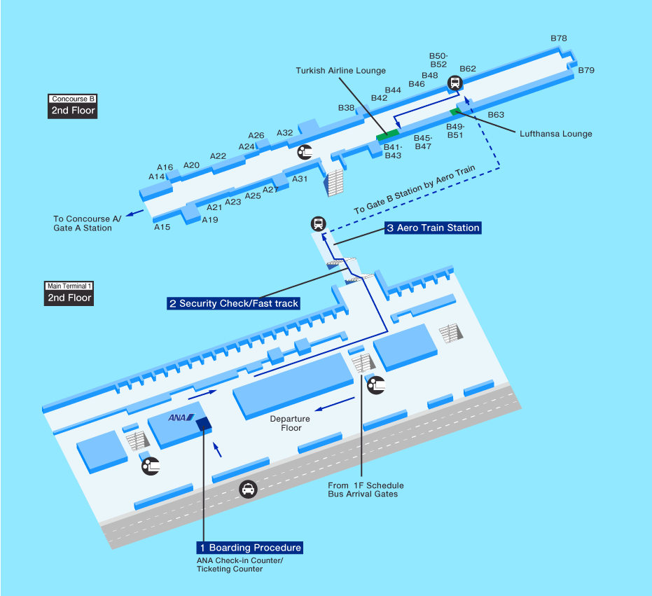 Departure map of Washington D.C. airport