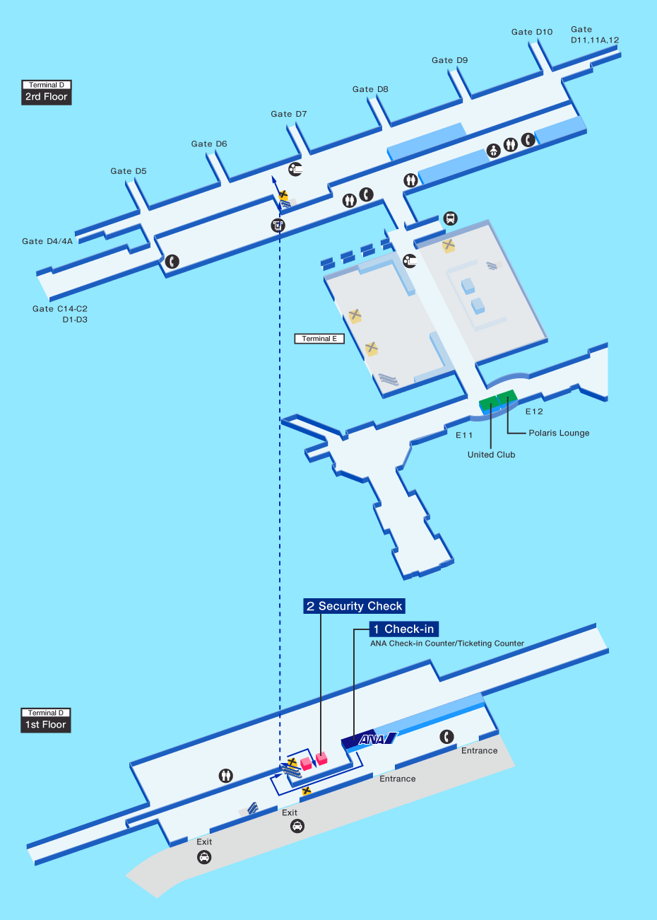 Departure map of Houston airport