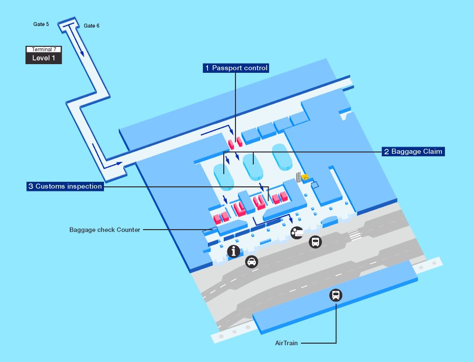 Arrival map of John F. Kennedy airport