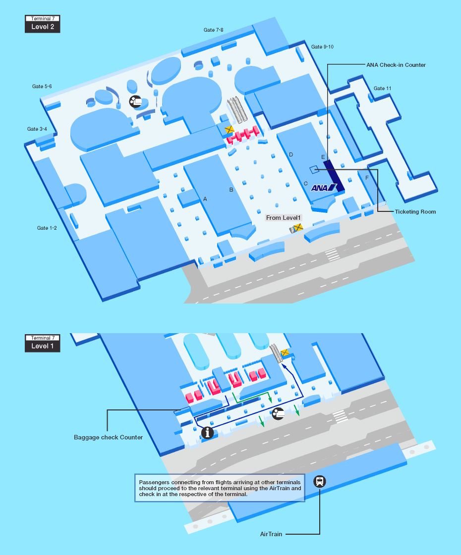 Transit from ANA to other airlines map of John F. Kennedy airport