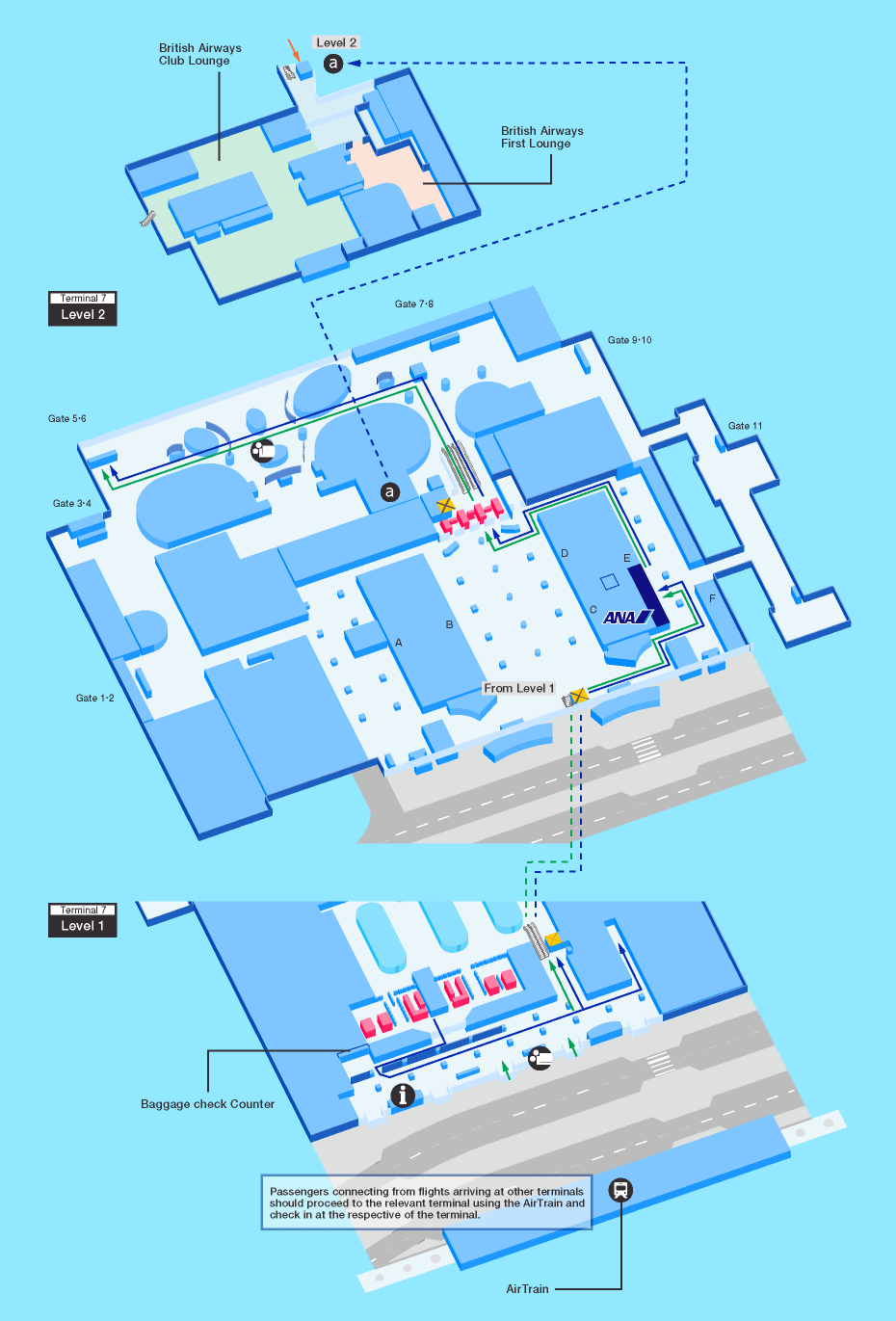 Transit from other airlines to ANA map of John F. Kennedy airport