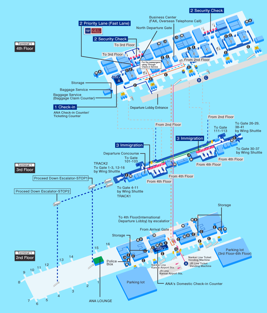 departure map of Kansai airport