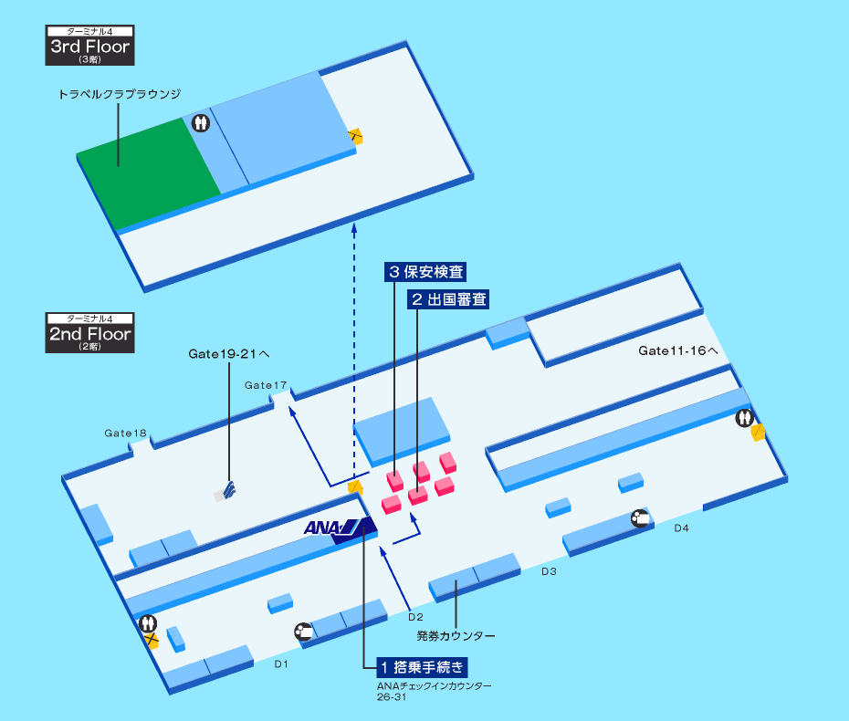チェンナイ空港の出発ターミナルマップ