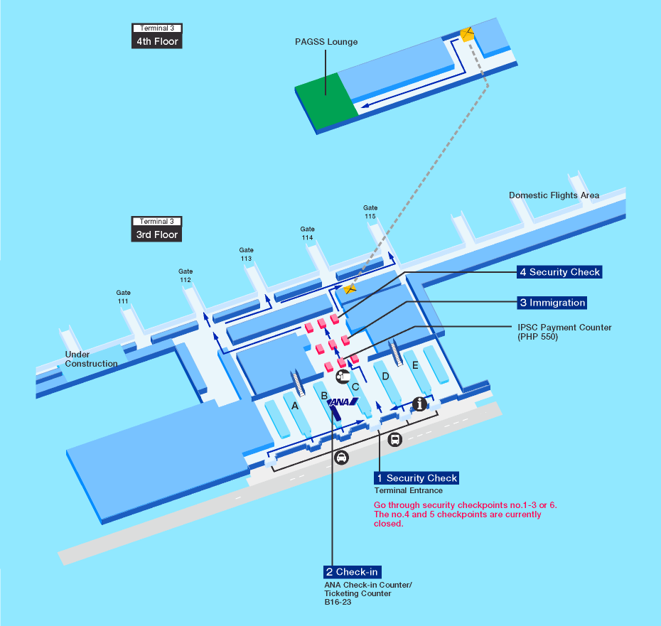Departure map of Manila airport
