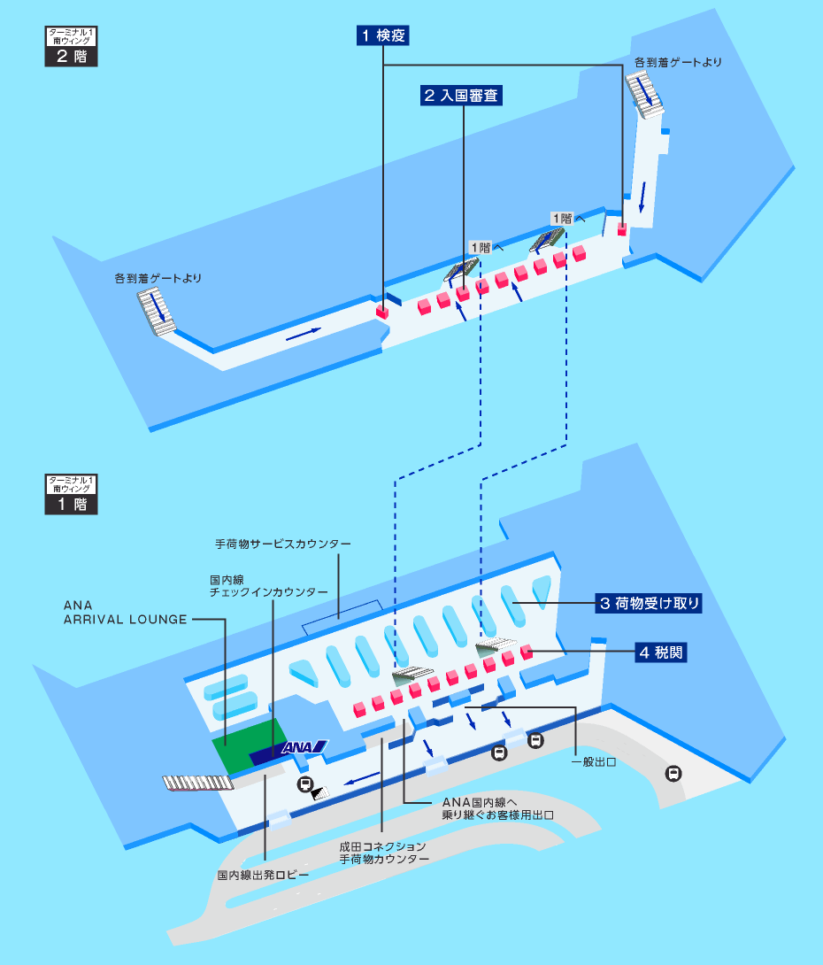 東京（成田）国際空港 到着ターミナルマップ