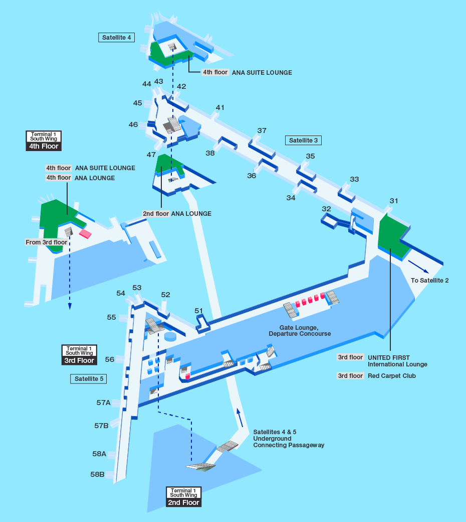 Lounge map of Tokyo Narita airport