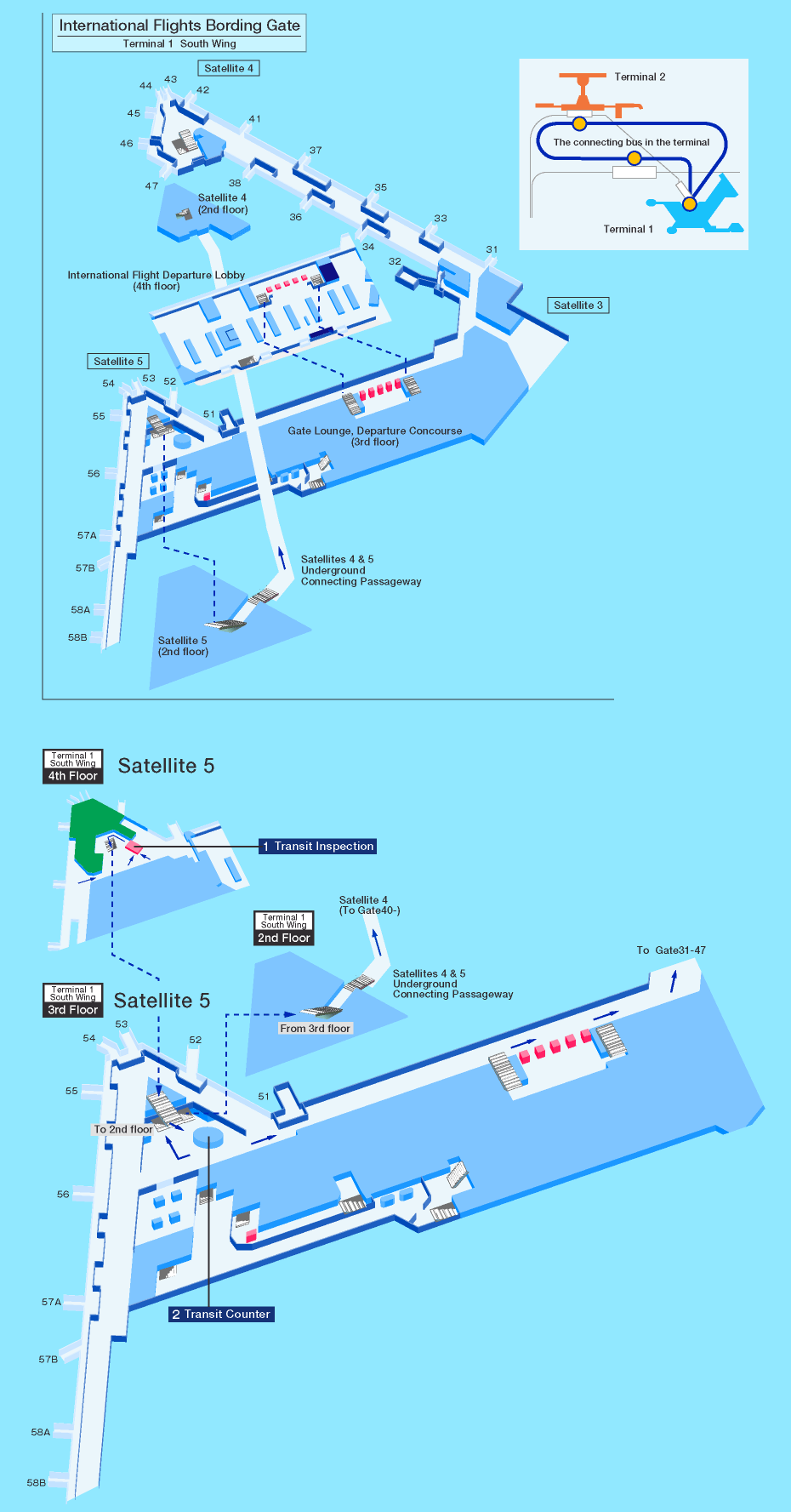International transits map of Tokyo Narita airport