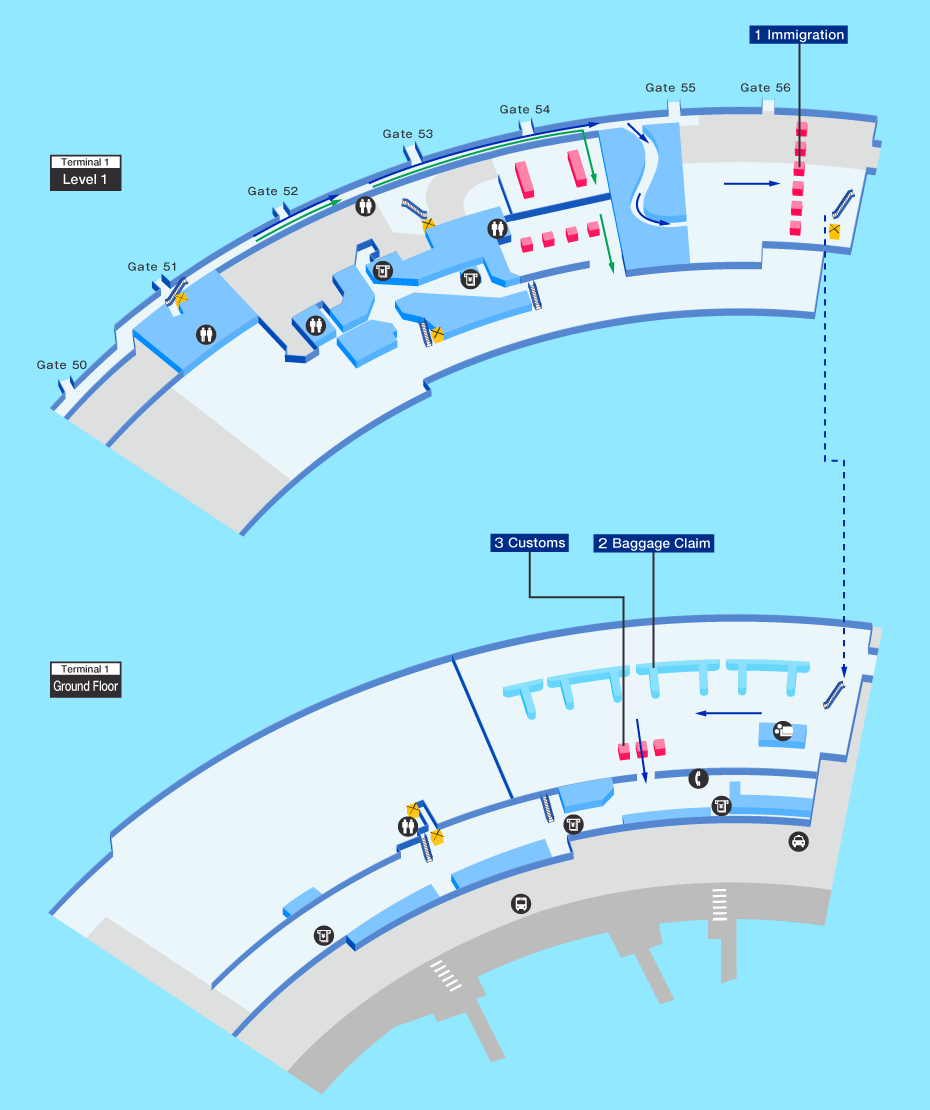 Arrival map of Perth airport