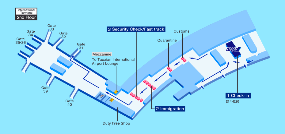 Departure map of Shenyang airport