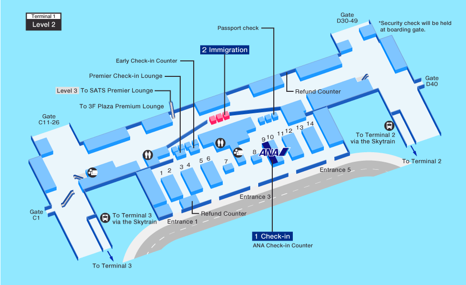 Departure map of Singapore airport
