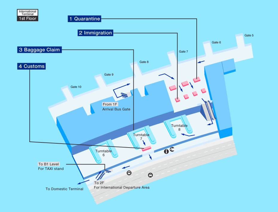 Arrival map of Qingdao airport