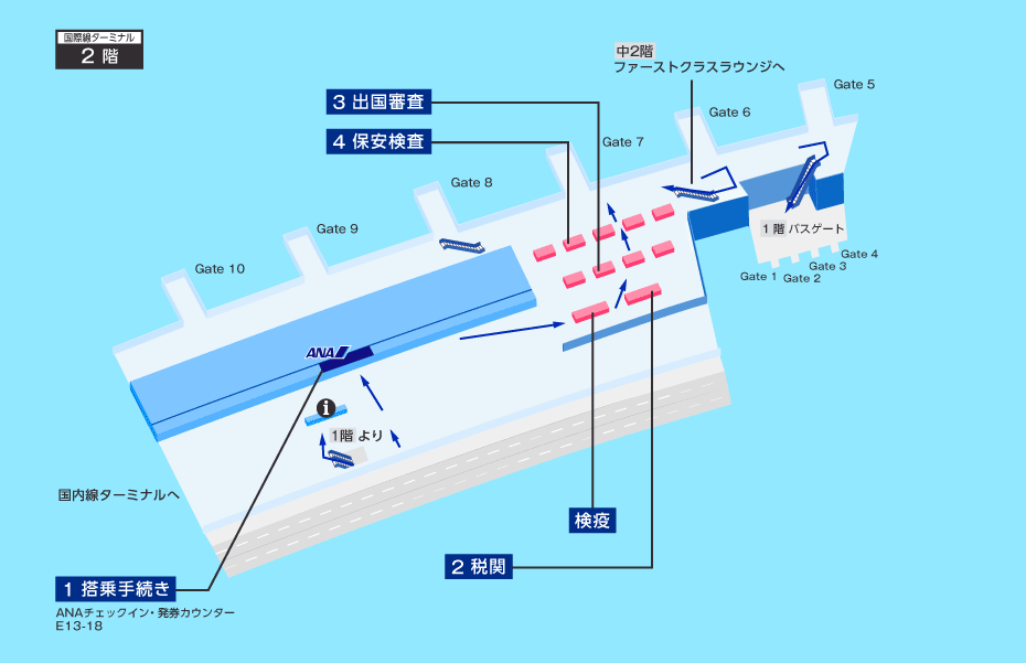 青島空港出発ターミナル・マップ