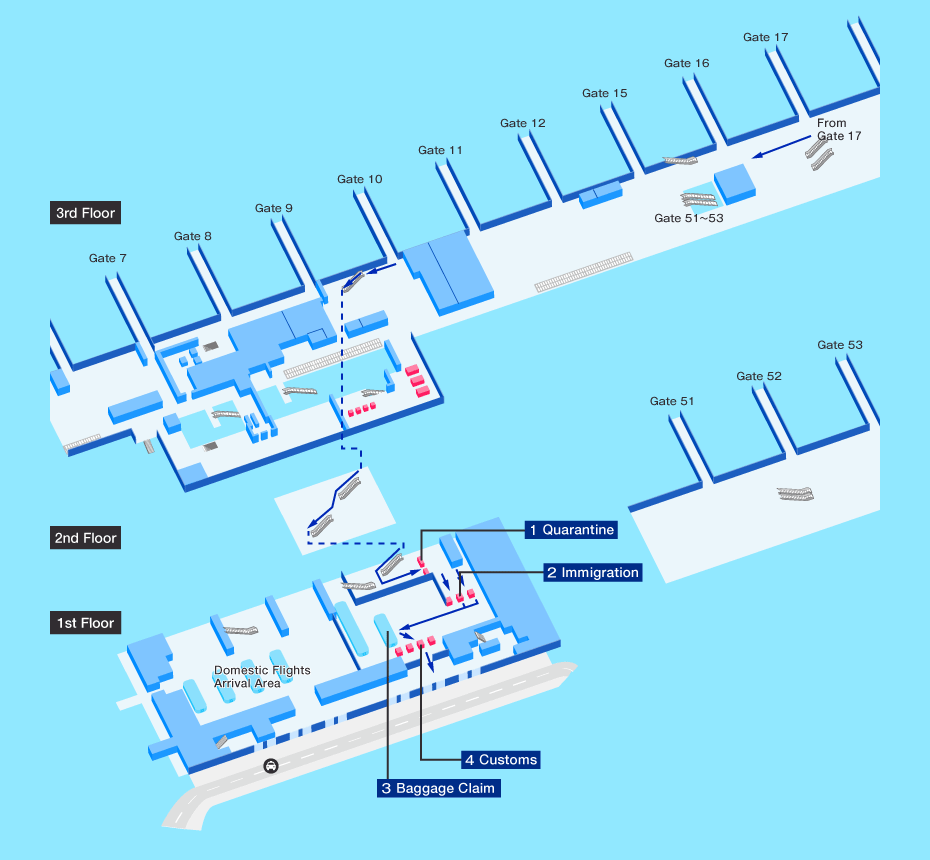 Arrival map of Xiamen airport