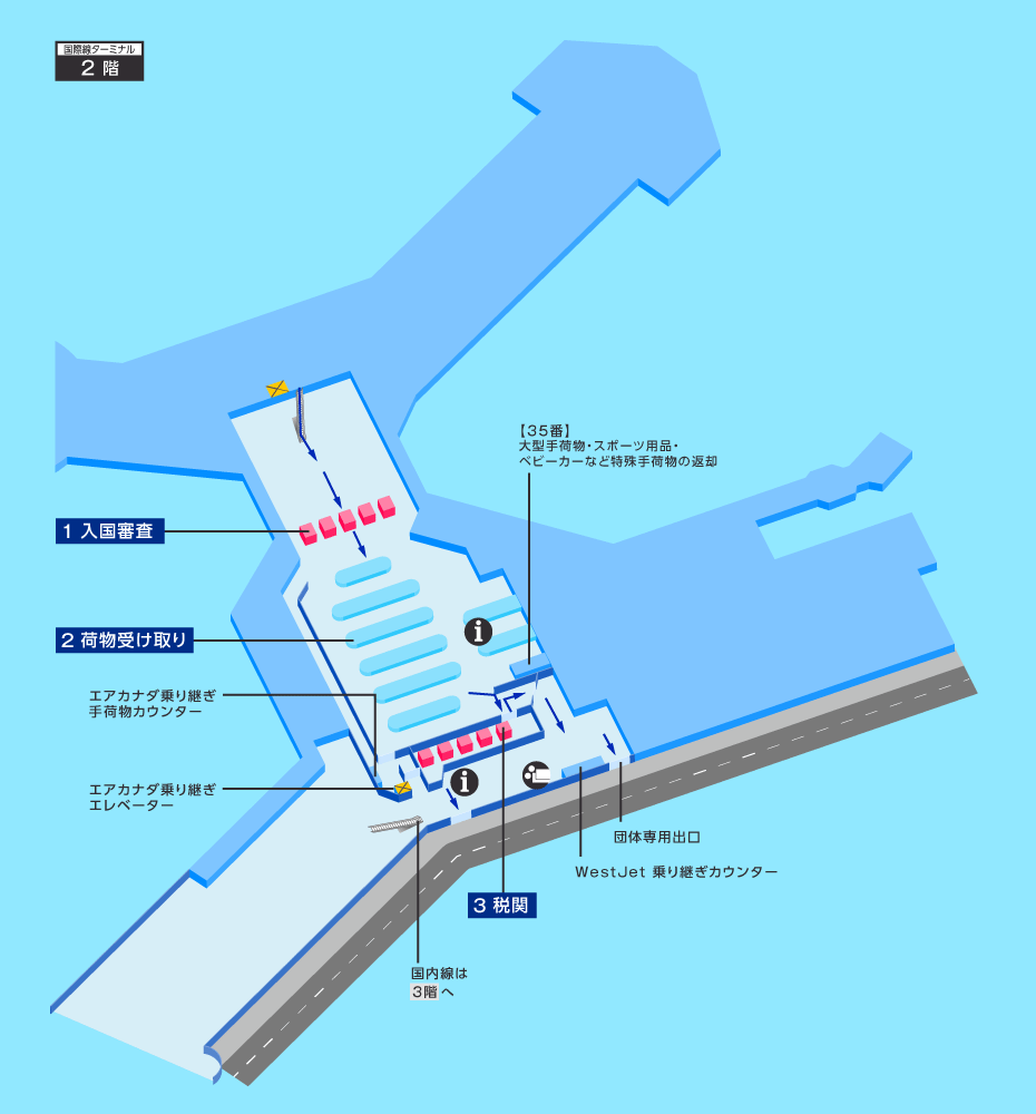 バンクーバー空港の到着地図