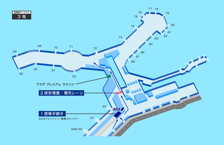 バンクーバー空港の出発地図