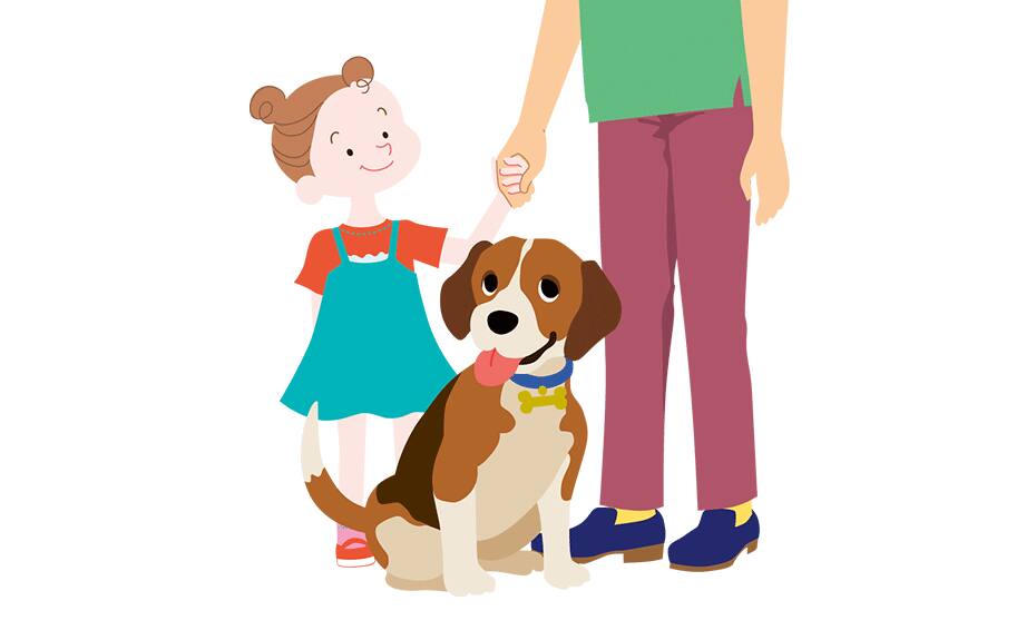 Image of family and dog