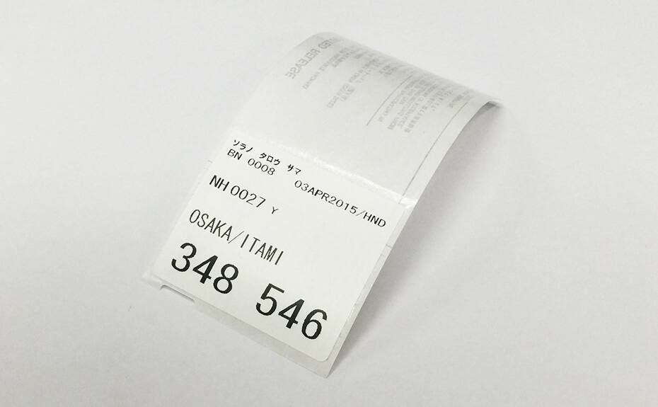 Baggage Claim Ticket  (issued when baggage is checked)