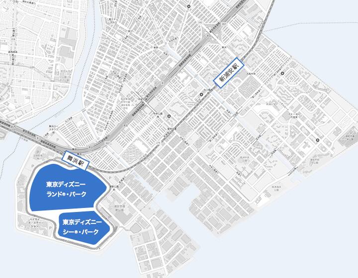 ホテルをランドマークとする周辺図です。選択すると詳細が確認できます。