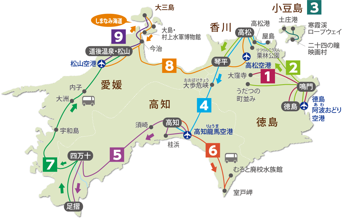 四国バスルートマップ