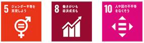 5．ジェンダー平等を実現しよう 8．働きがいも経済成長も 10. 人や国の不平等をなくそう