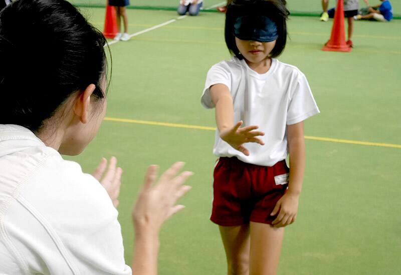 ブラインドサッカー体験の様子