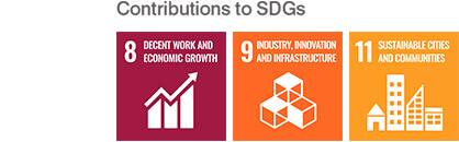 Contributions to SDGs 8: DECENT WORK AND ECONOMIC GROWTH 9: INDUSTRY, INNOVATION, AND INFRASTRUCTURE 11: SUSTAINABLE CITIES AND COMMUNITIES