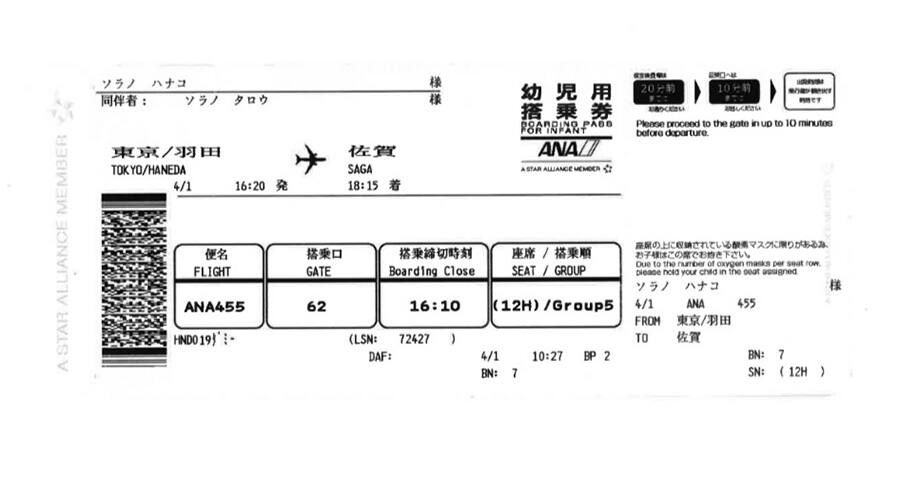 Boarding pass for infants