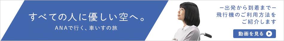 すべての人に優しい空へ。ANAで行く、車いすの旅。出発から到着までの、飛行機のご利用方法を動画でご紹介します。動画を見る。
