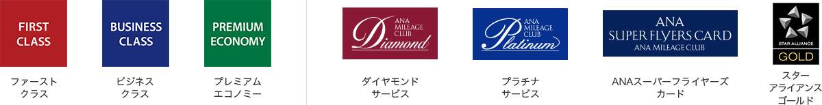 ファーストクラス、ビジネスクラス、プレミアムエコノミー、ダイヤモンドサービス、プラチナサービス、ANAスーパーフライヤーズカード、スター アライアンスゴールド