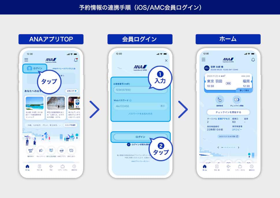 予約情報の連携手順（iOS/AMC会員ログイン）
