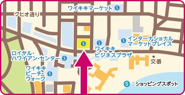 マハロラウンジはカラカウア通り沿い、T・GALLERIAとワイキキビジネスプラザの間にある「ワイキキ・ショッピングプラザ」の2階にございます。ワイキキの中心部にありワイキキビーチや各ホテルからのアクセスも良好です。