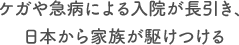 ケガや急病による入院が長引き、日本から家族が駆けつける