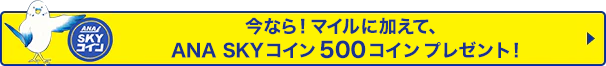 今なら！マイルに加えて、ANA SKYコイン500コインプレゼント！