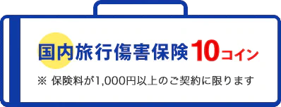 国内旅行傷害保険 10コイン※保険料が1,000円以上のご契約に限ります