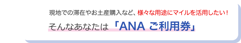 現地での滞在やお土産購入など、様々な用途にマイルを活用したい！そんなあなたは「ANAご利用券」