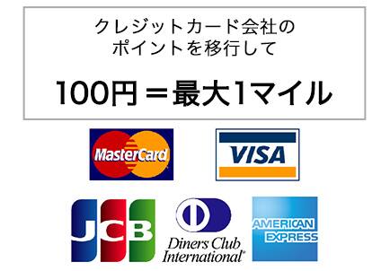 クレジットカード会社のポイントを移行して100円＝最大１マイル