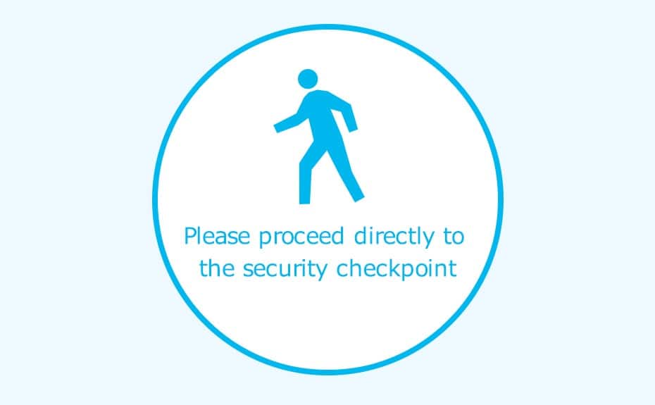 Image of proceeding to security checkpoint