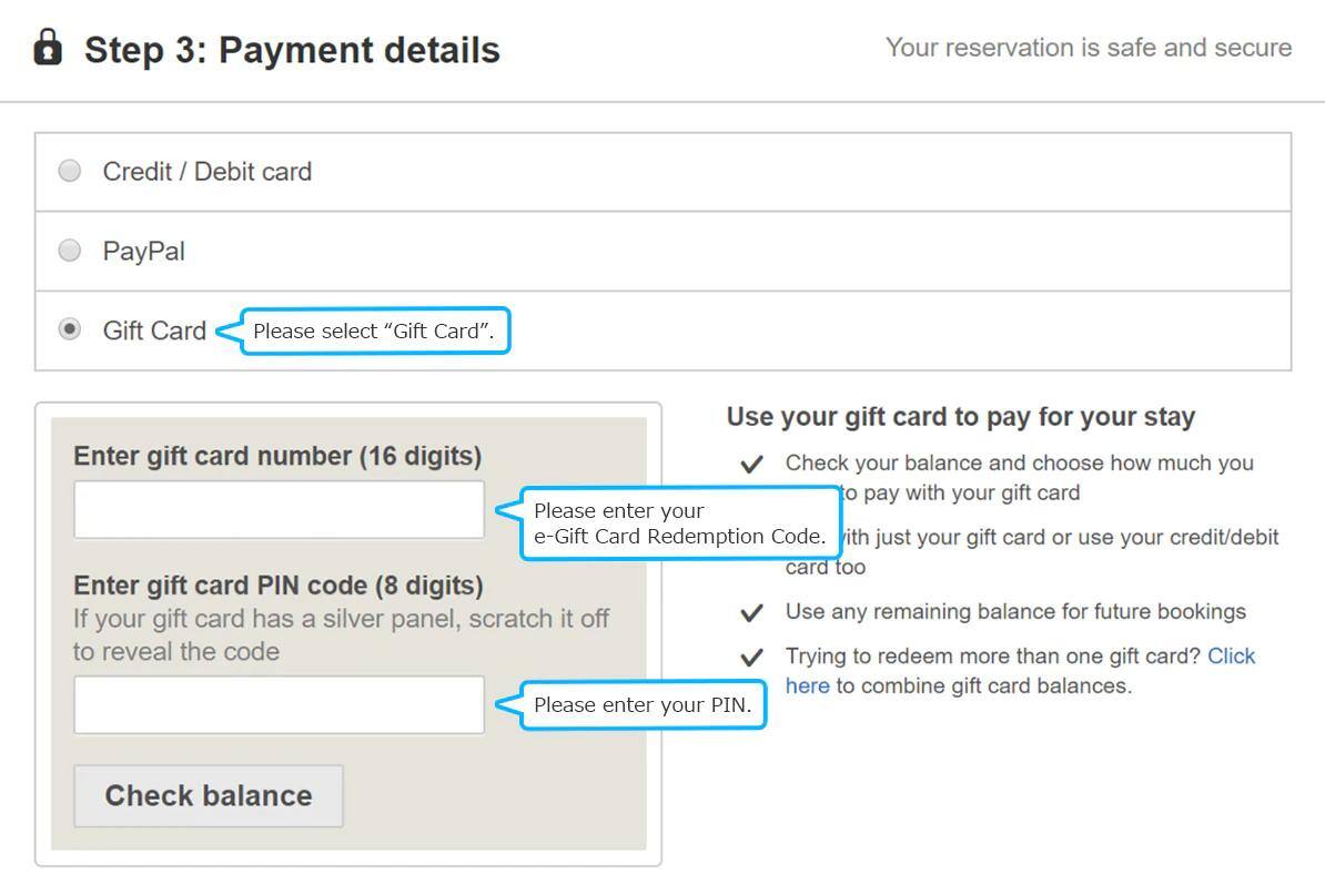 payment details page of Hotels.com
