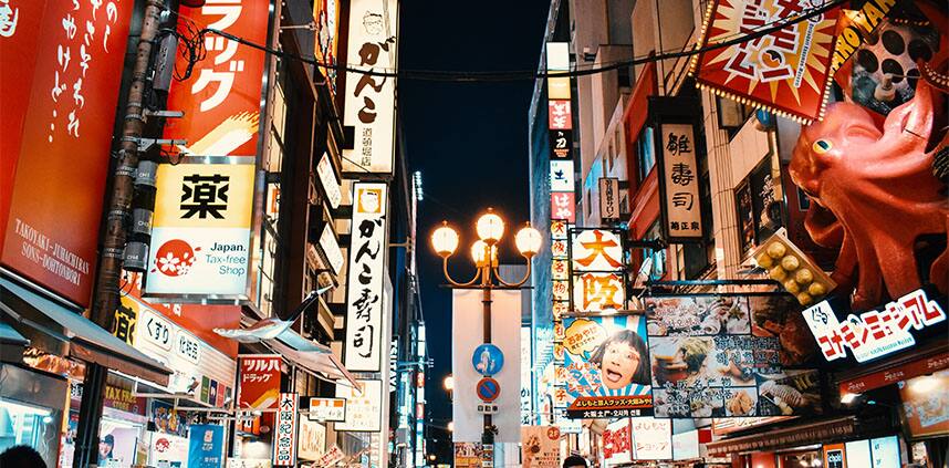 a landscape of Osaka