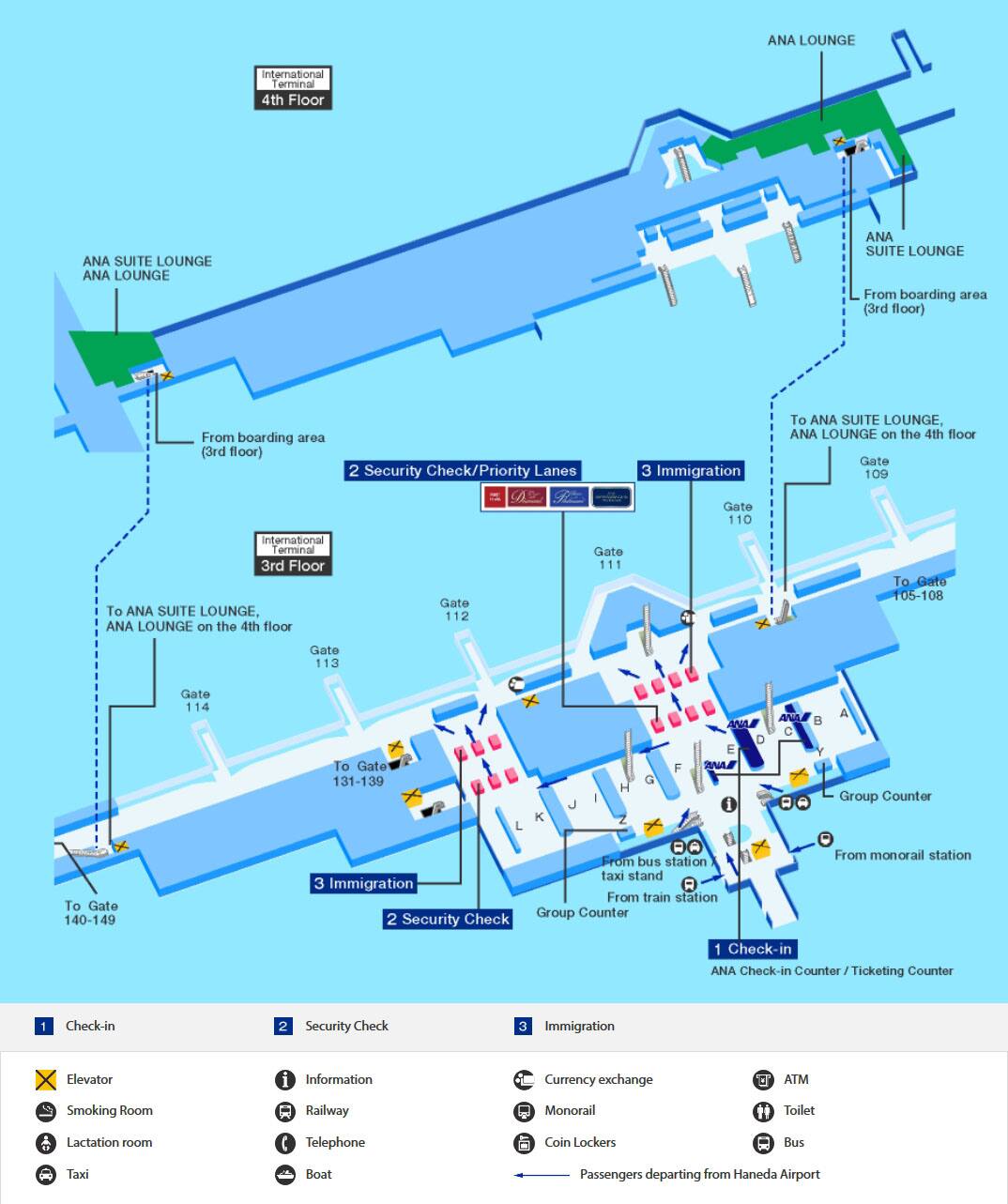 羽田空港の出発ターミナルマップ