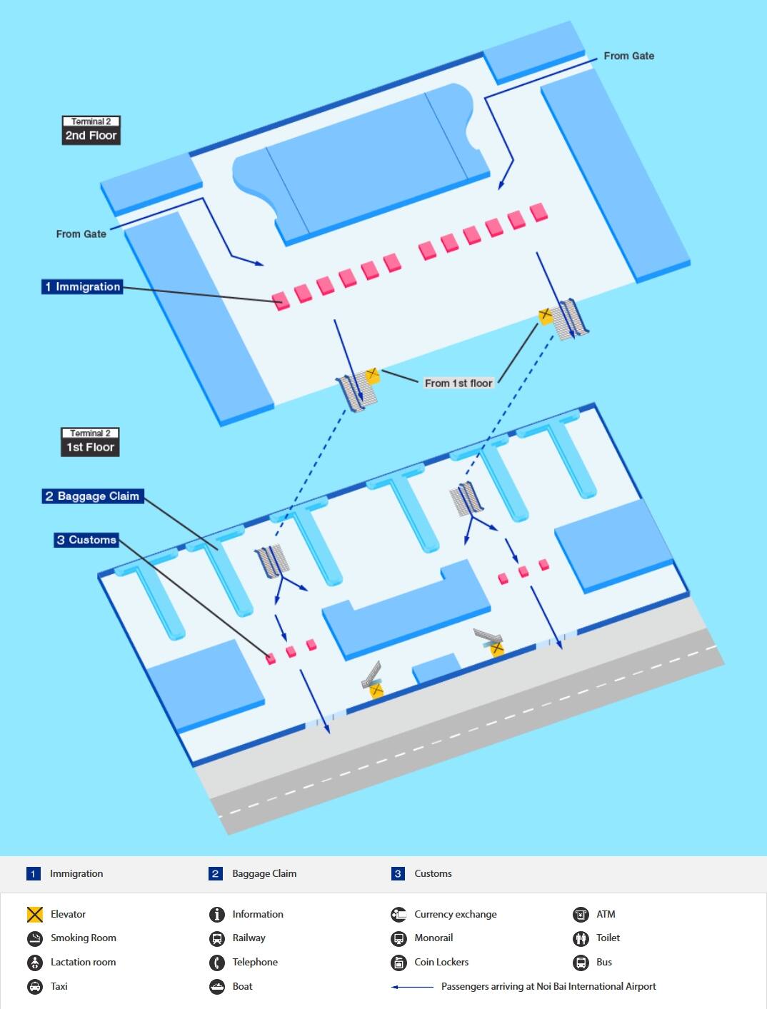ハノイ空港の到着ターミナルマップ