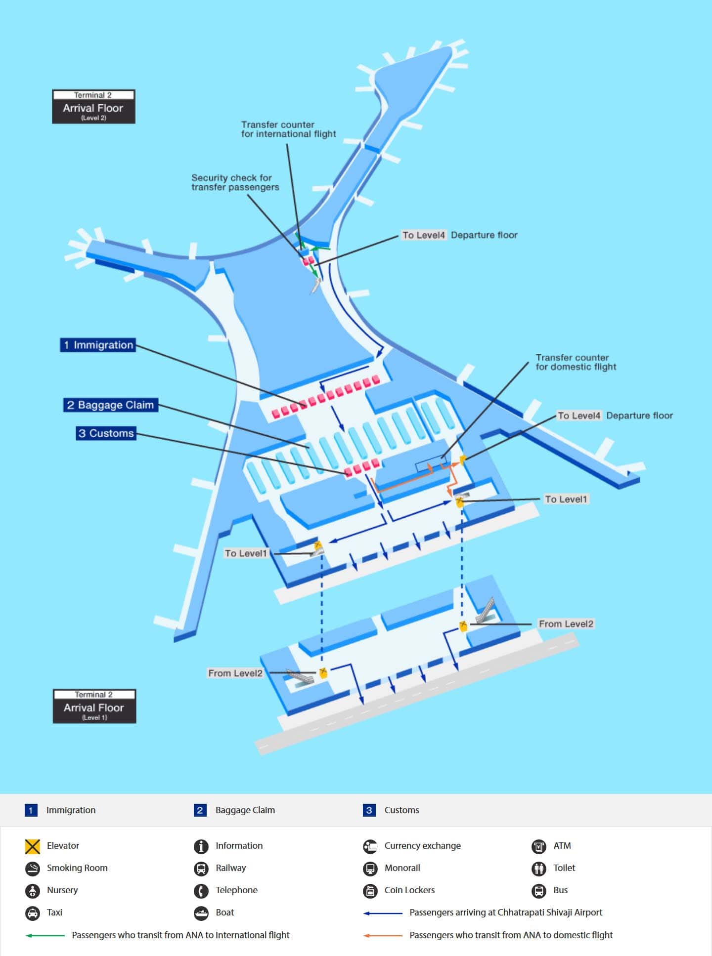 ムンバイ空港の到着マップ